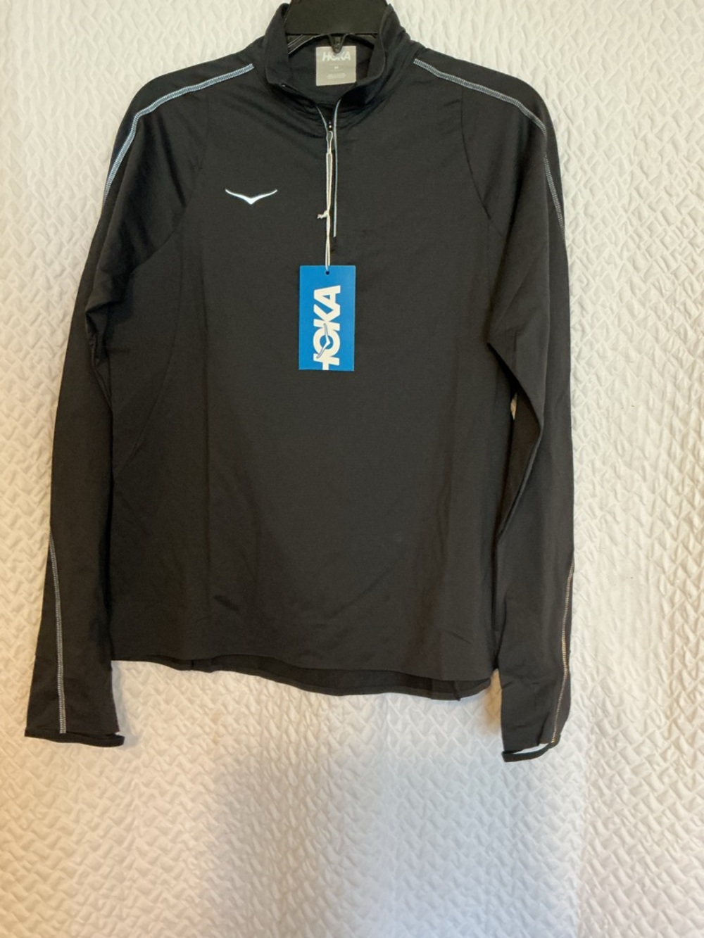 Hoka Black Long-Sleeve Quarter-Zip Pullover with Reflective Trim